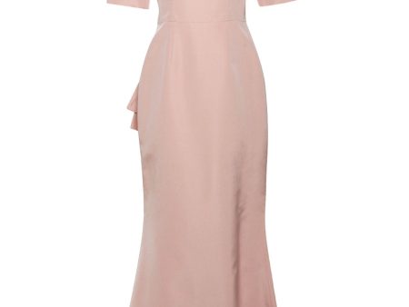 Short Sleeve Mermaid Gown in Blush Silk For Sale