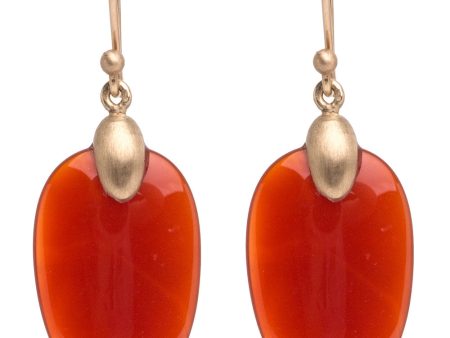 Carnelian Small Chip Earrings Gold Top Online Sale