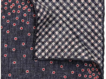 Navy Red and White Dots Pocket Square Online Sale