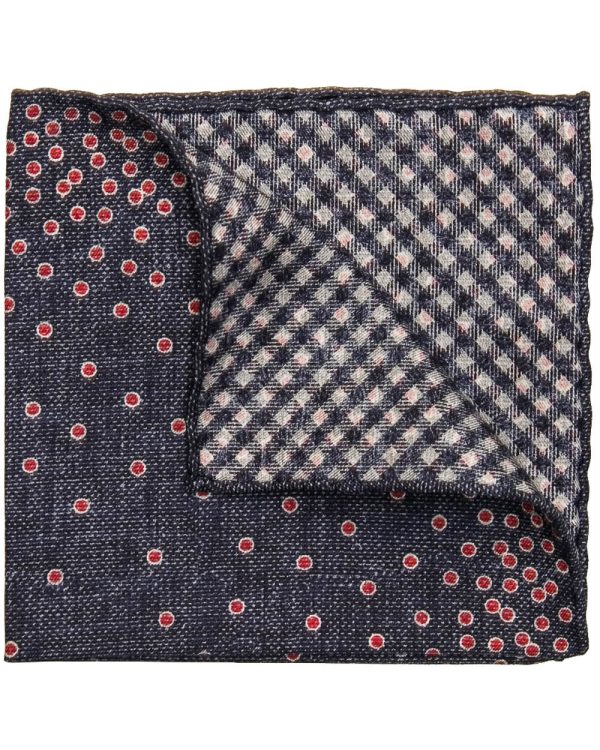 Navy Red and White Dots Pocket Square Online Sale