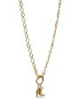 Yellow Gold Textured Chain Link Necklace For Sale