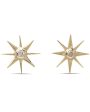 Brass and Diamond Starburst Stud Earrings on Sale