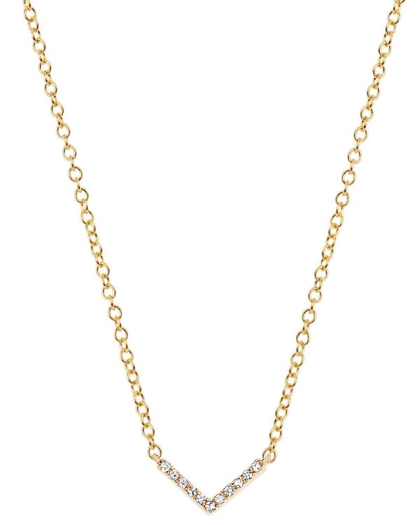 Yellow Gold Diamond Mini Chevron Necklace on Sale