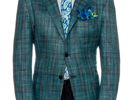 Teal and Blue Plaid Sportcoat on Sale