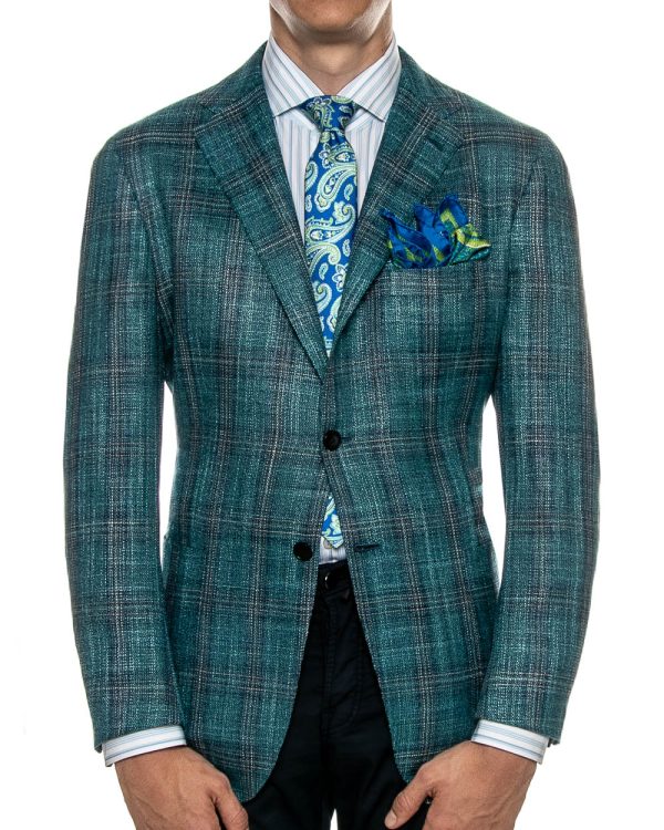 Teal and Blue Plaid Sportcoat on Sale