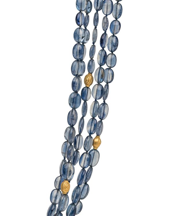 Yellow Gold Kyanite Bead Five Strand Necklace For Discount