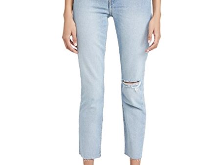 90s High Rise Ankle Crop Jean in Worn Light Blue Supply