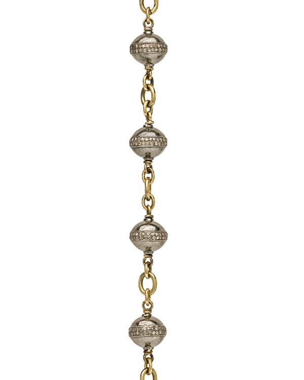 Yellow Gold and Silver Diamond Bead Bracelet For Cheap