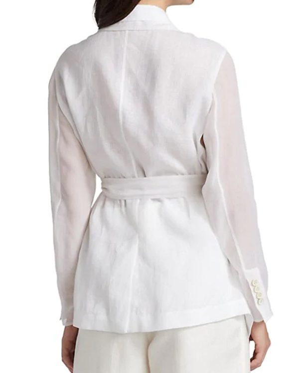 White Organza Silk Sleeve Layered Jacket For Sale