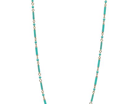 Blue Enamel and Diamond Long Chain Link Necklace Online