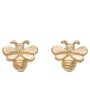 Yellow Gold Diamond Bee Stud Earrings on Sale