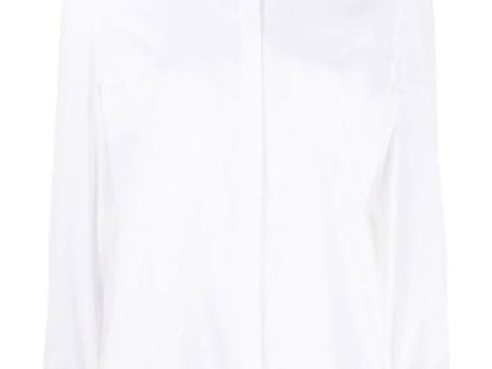 White Cotton Concealed Placket T-Shirt Online Sale