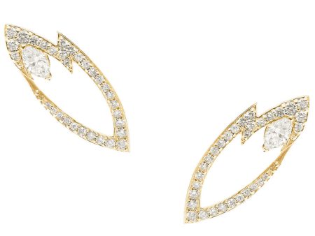 Yellow Gold Marquise Diamond Thorn Earrings For Sale