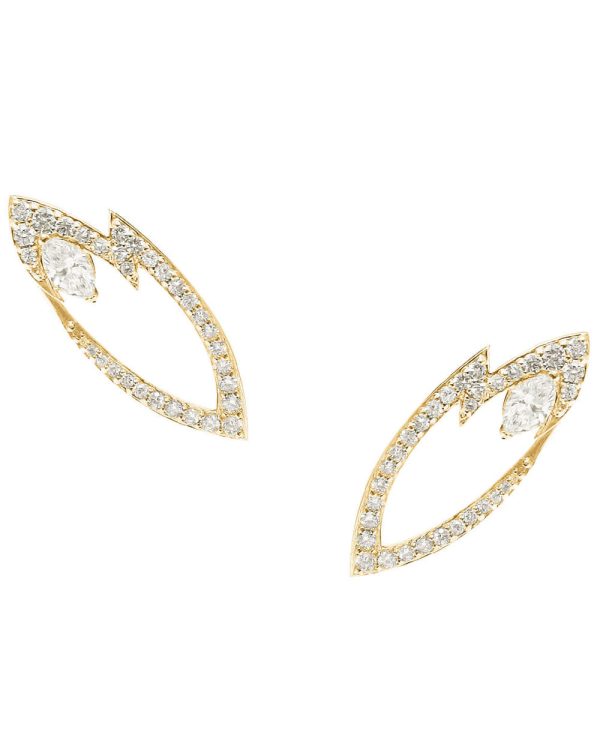 Yellow Gold Marquise Diamond Thorn Earrings For Sale