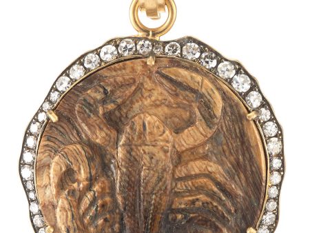 Alaskan Fossilized Coral Carved Scorpio Pendant For Sale