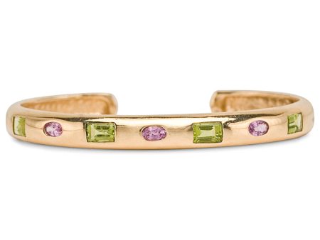 Yellow Gold Peridot and Pink Sapphire Bracelet For Cheap