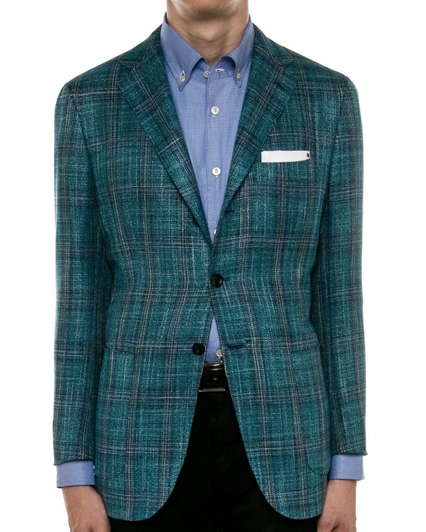 Teal and Blue Plaid Sportcoat on Sale