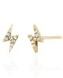 Yellow Gold Diamond Lightning Bolt Stud Earrings For Sale