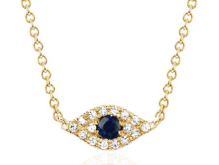 Blue Sapphire and Diamond Evil Eye Choker Necklace Hot on Sale