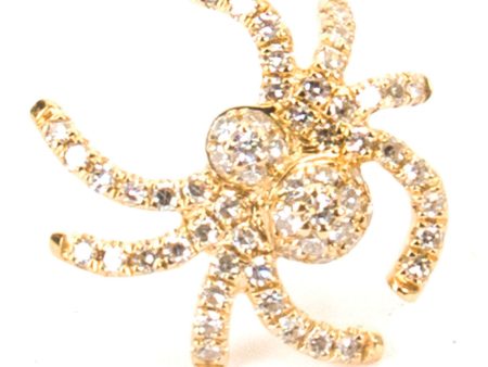 Yellow Gold Pave Diamond Spider Single Earring Sale