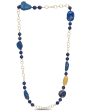 Yellow Gold Lapis Lazuli Beaded Link Necklace For Discount