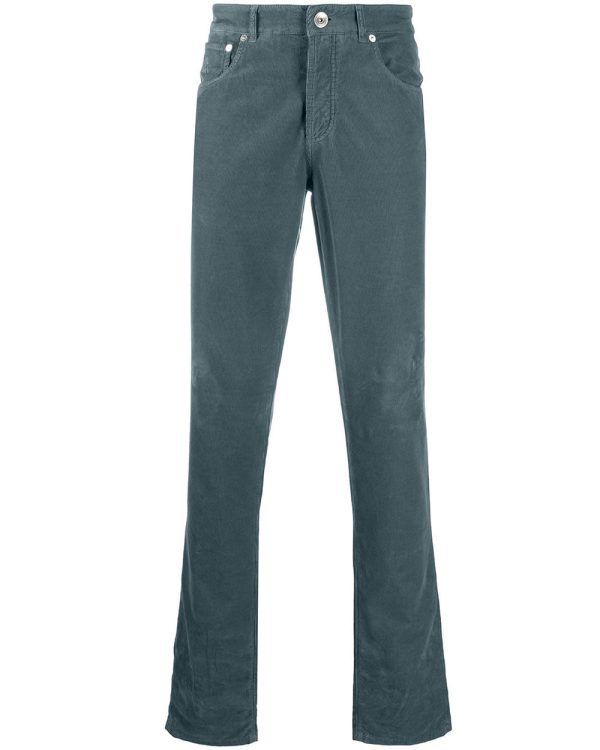 Azure Blue 5 Pocket Corduroy Pant For Sale