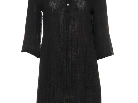 Black Collared Cecily Shirt Dress Supply