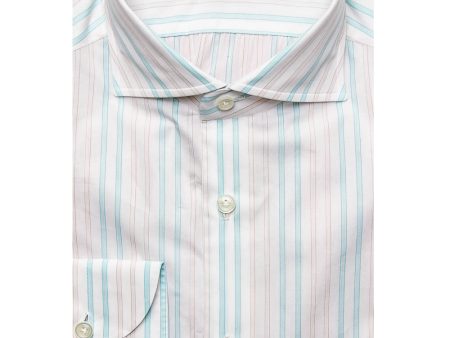 Aqua and Tan Striped Shirt Online Sale