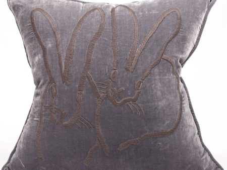 Grey Velvet Bunny Pillow Online now