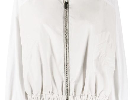 White and Pebble Paneled Taffeta Bomber Jacket Discount