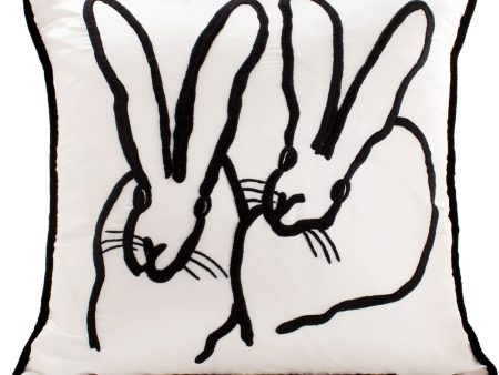 White Embroidered Silk and Velvet Bunny Pillow Online now