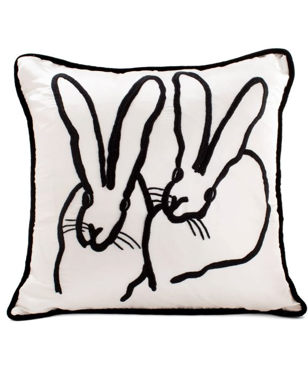 White Embroidered Silk and Velvet Bunny Pillow Online now