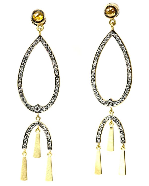 Yellow Gold Diamond Tassel Drop Earrings Cheap