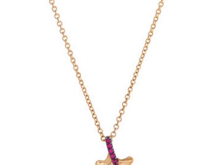 Yellow Gold Ruby Plume Pendant Necklace Cheap