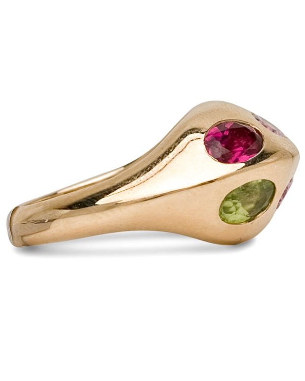 Yellow Gold Multi Gemstone Dome Ring Online now