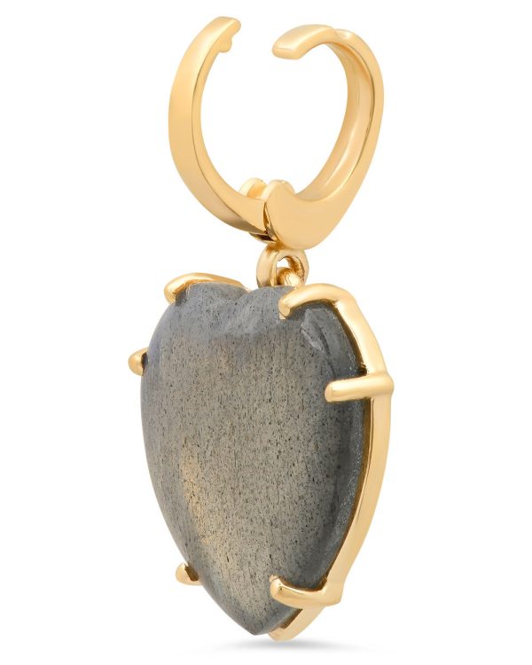 Yellow Gold Labradorite Heart Charm Online now