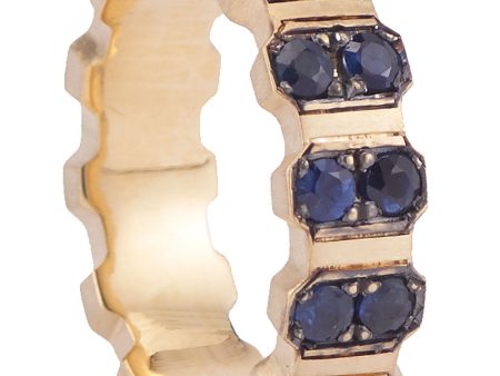 Yellow Gold Reclaimed Blue Sapphire Ring Band Online Hot Sale