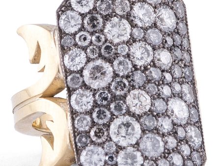 Yellow Gold Grey Diamond Ten Table Ring Online Hot Sale