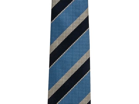 Navy Light Blue and Ivory Striped Tie Hot on Sale