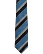 Navy Light Blue and Ivory Striped Tie Hot on Sale