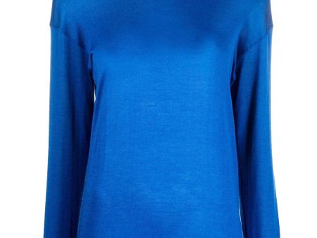 Yves Blue Cashmere Silk Turtleneck Sweater For Sale