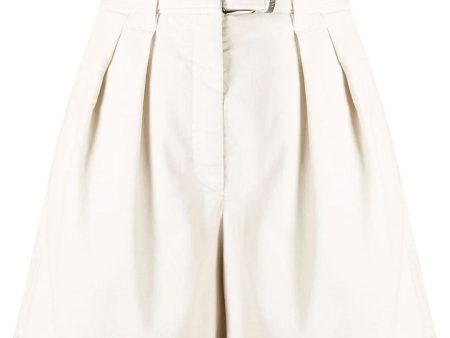 White Garment Dyed Belted Bermuda Shorts on Sale