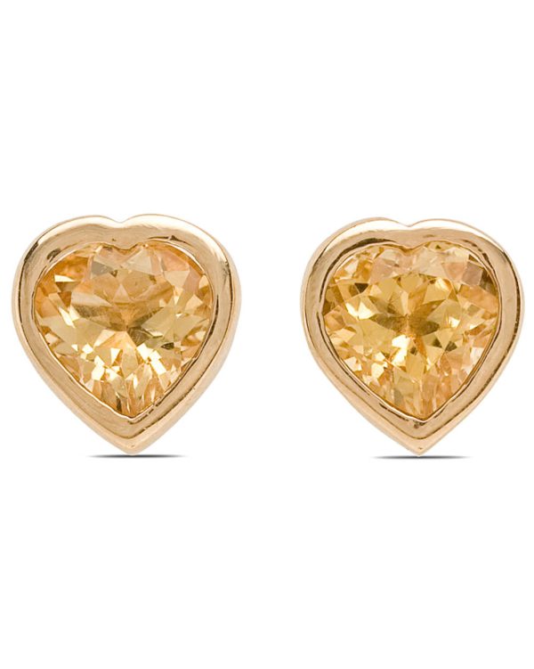 Yellow Gold Citrine Heart Stud Earrings Online Hot Sale