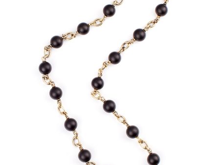 Yellow Gold and Onyx Beaded Long Necklace Discount