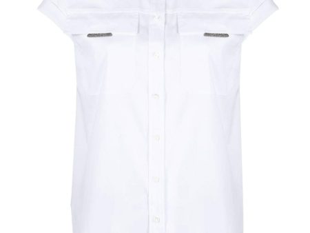 White Monili Pocket Short Sleeve Shirt Cheap