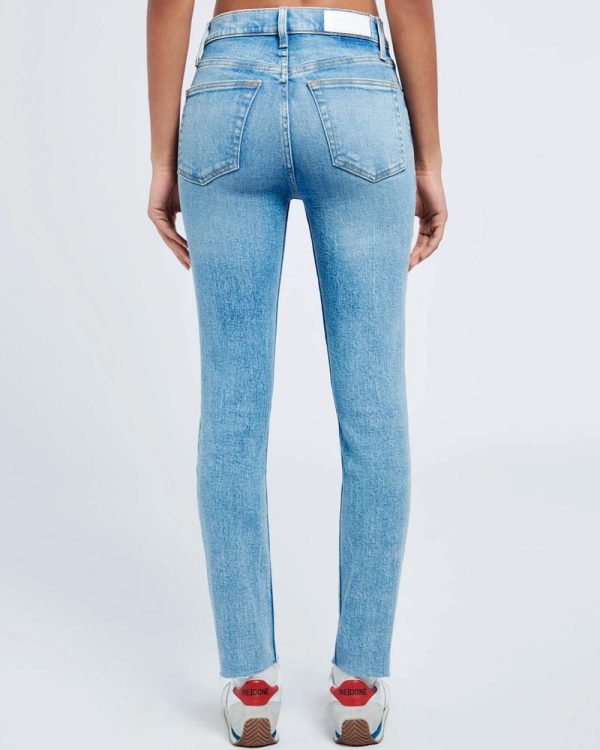 90s High Rise Ankle Crop Jean in Worn Bright Blue For Discount