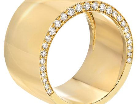 Yellow Gold Diamond Cigar Ring Band Online Hot Sale