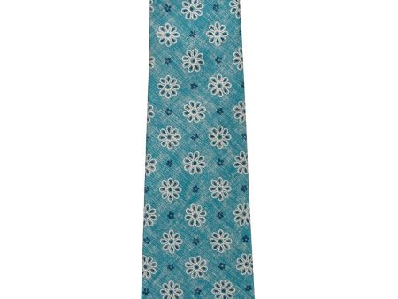 Aqua with Blue and White Floral Tie For Cheap