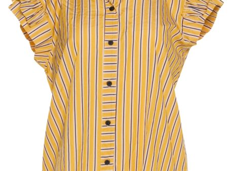 Yellow Stripe Ivy Button Down Top For Discount