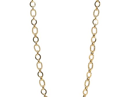 Yellow Gold Textured Chain Link Necklace For Sale